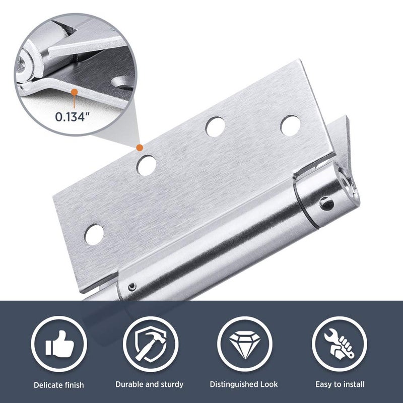 SORGMACH Satin Door Hinges 4.5 Inch Self Closing Hinge Hardware Adjustable Spring Hinges for Commercial Grade Self-Closing, UL Listed 3 Pack - Image 2